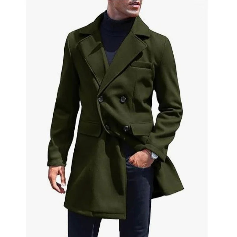 Men's Winter Mid-Length Coat Wool Warm Coats