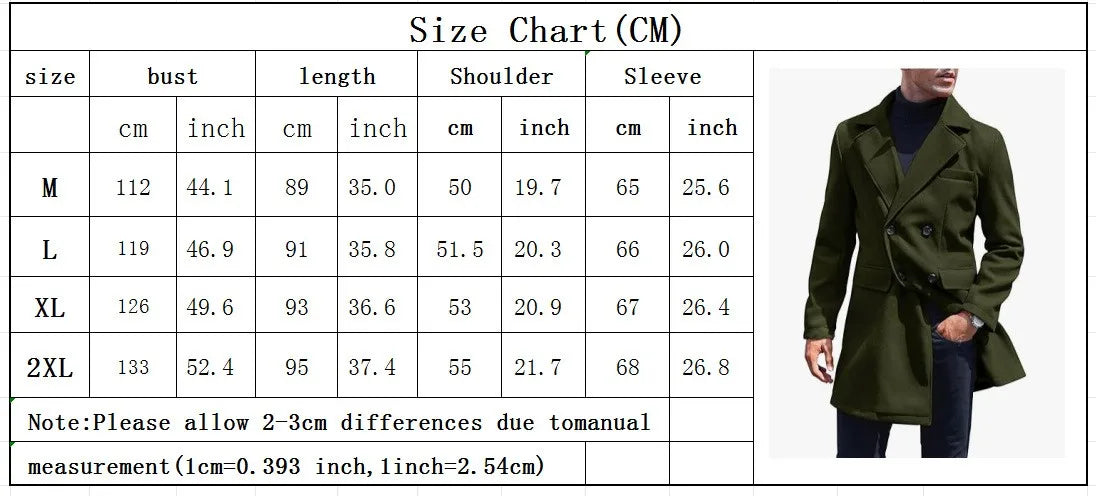 Men's Winter Mid-Length Coat Wool Warm Coats