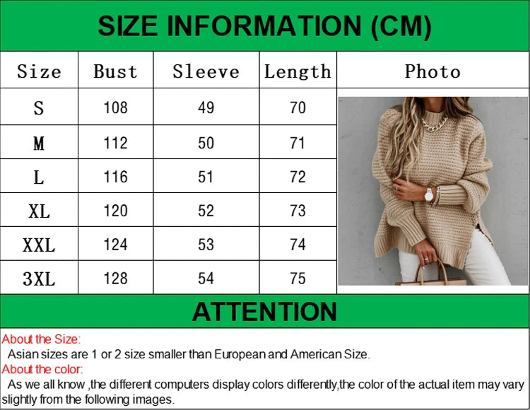 2024 New Loose Split Knitted Long Sleeve Thick Sweater