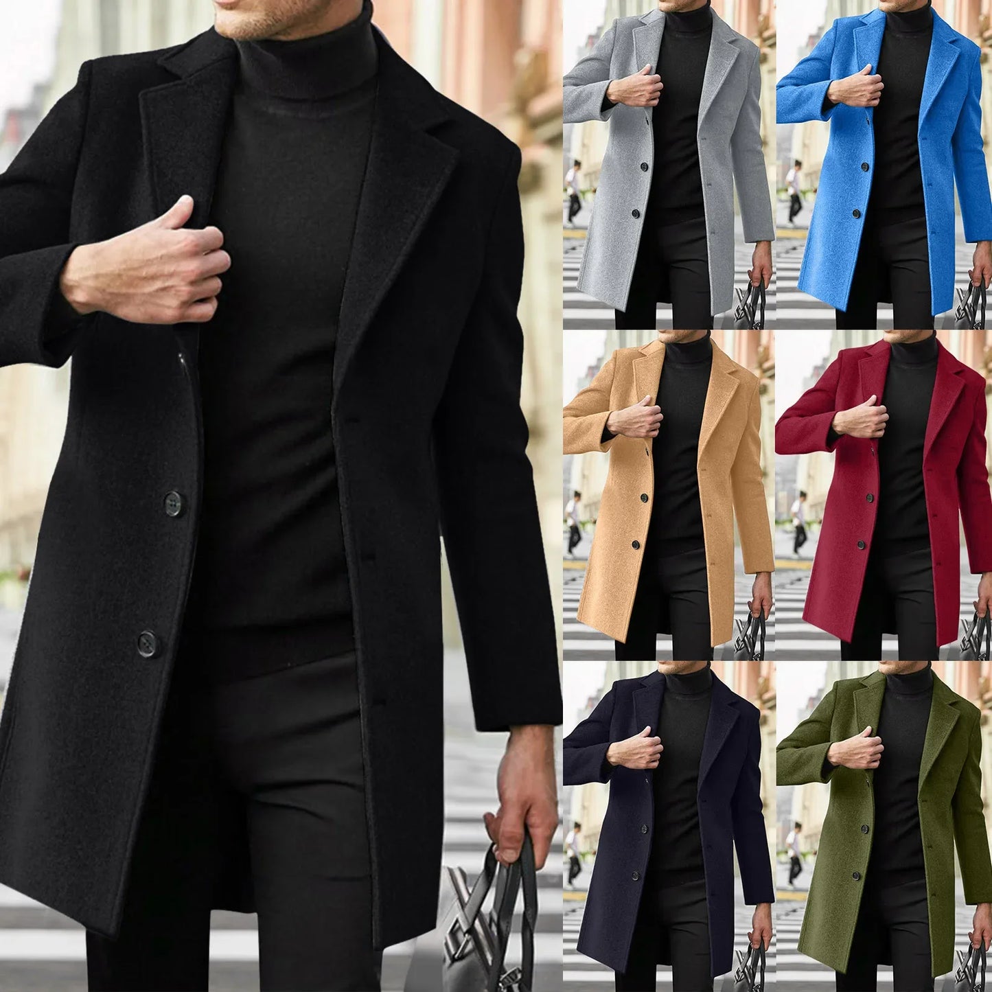 New Men's Clothing, Business Casual Woolen Coat