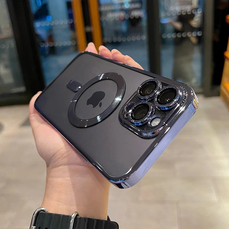 Luxury Magnetic Plating Clear Case For Magsafe Wireless Charging