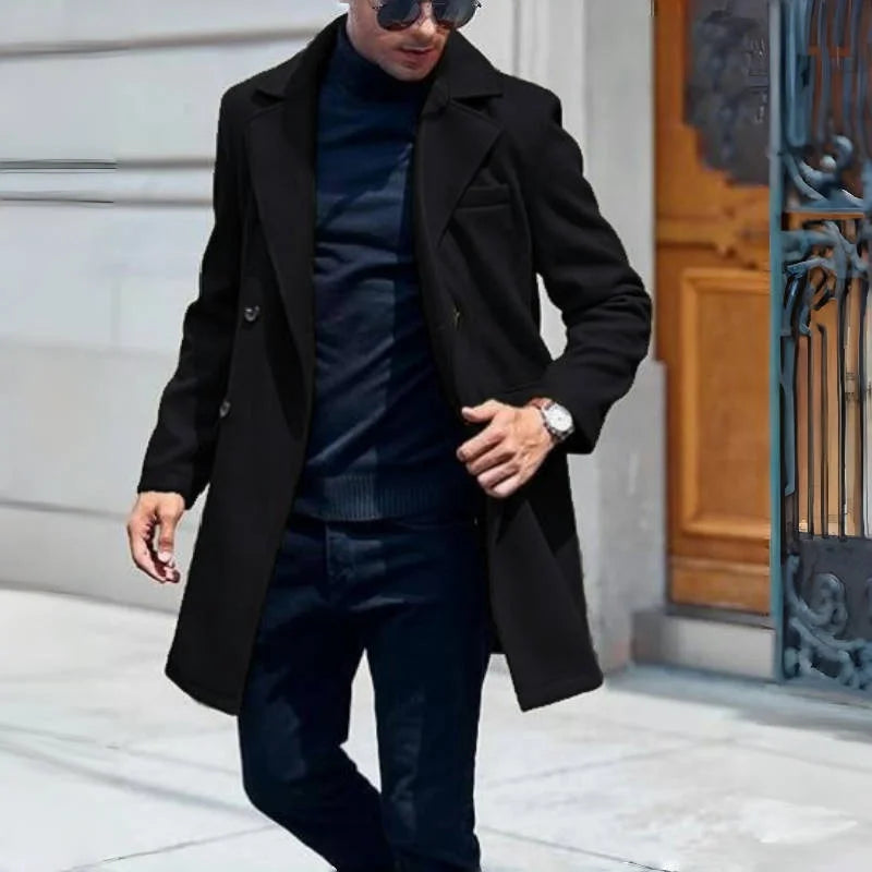 Men's Winter Mid-Length Coat Wool Warm Coats
