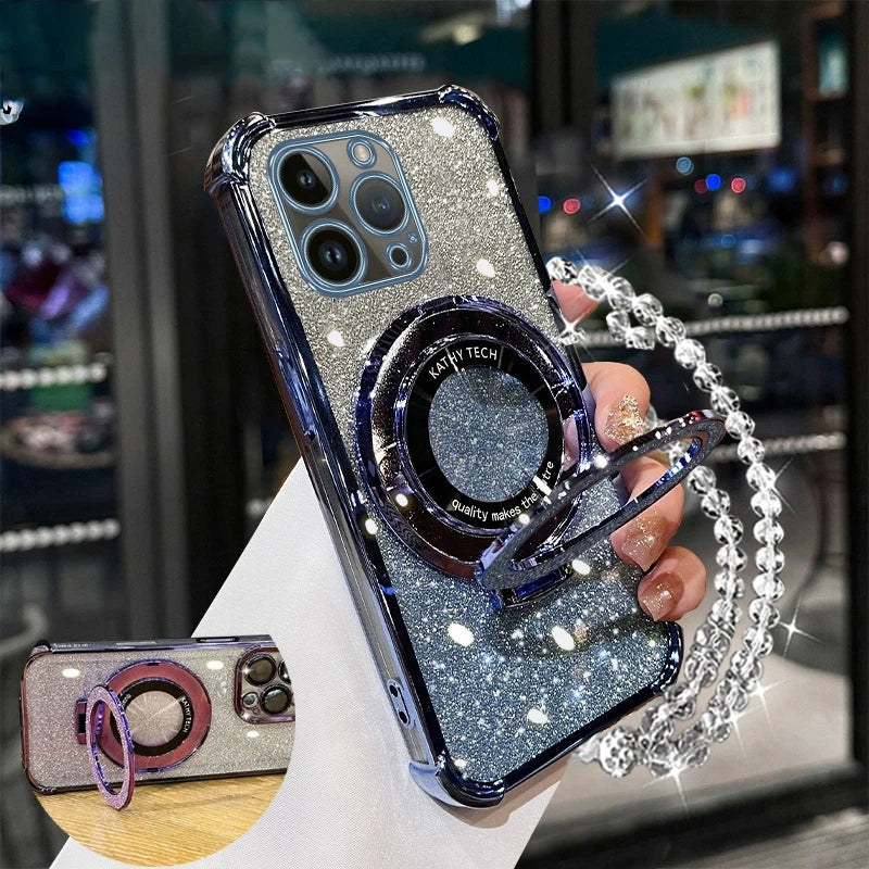 Glitter Crystal Bracelet Phone Holder Case For iPhone