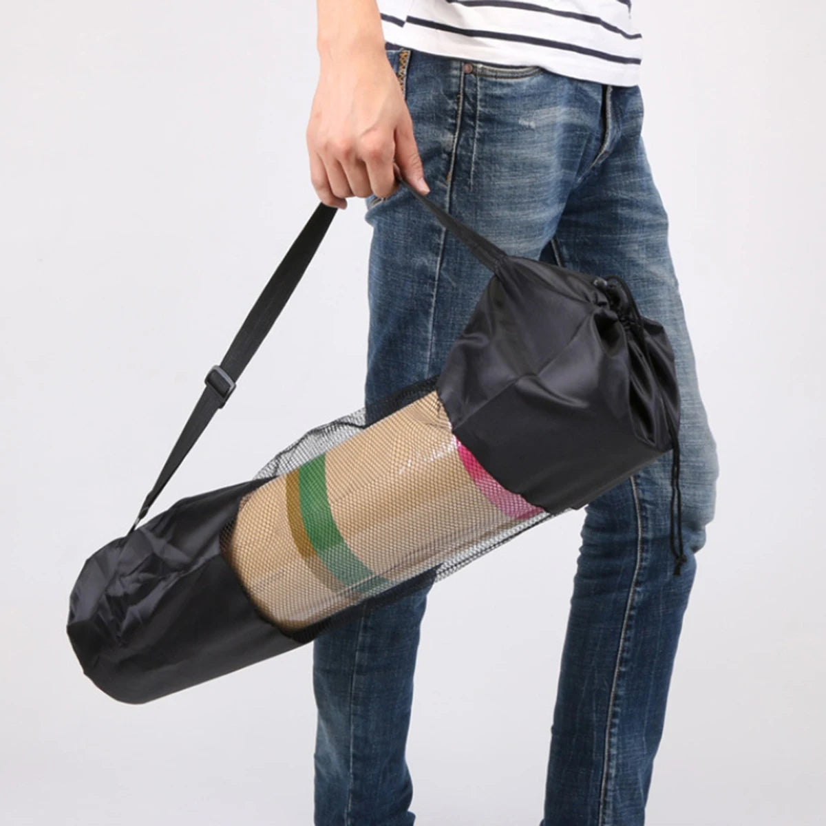 Breathable Mesh Yoga Mat Bag with Shoulder Strap
