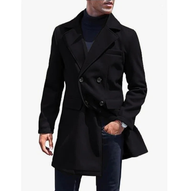 Men's Winter Mid-Length Coat Wool Warm Coats