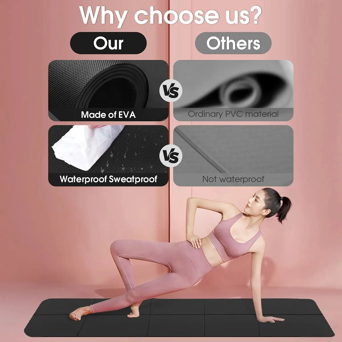 Waterproof EVA comfortable thick foam pilates mat