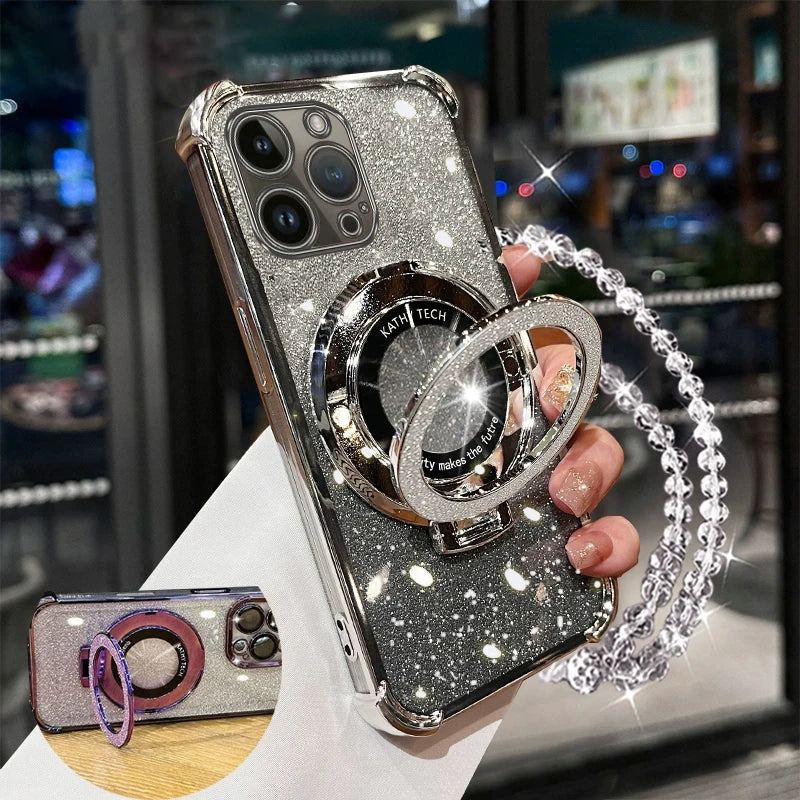Glitter Crystal Bracelet Phone Holder Case For iPhone