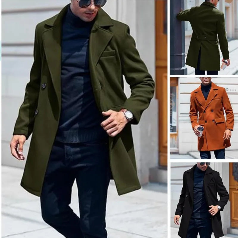 Men's Winter Mid-Length Coat Wool Warm Coats