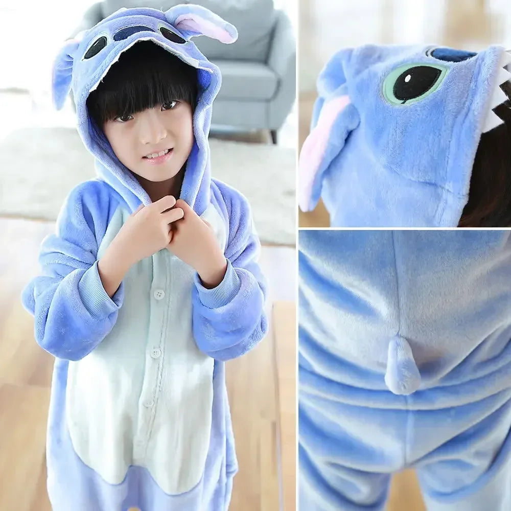 Kids Stitch Cosplay Costumes Jumpsuit  Clothes Stitch Child Hooded Loungewear