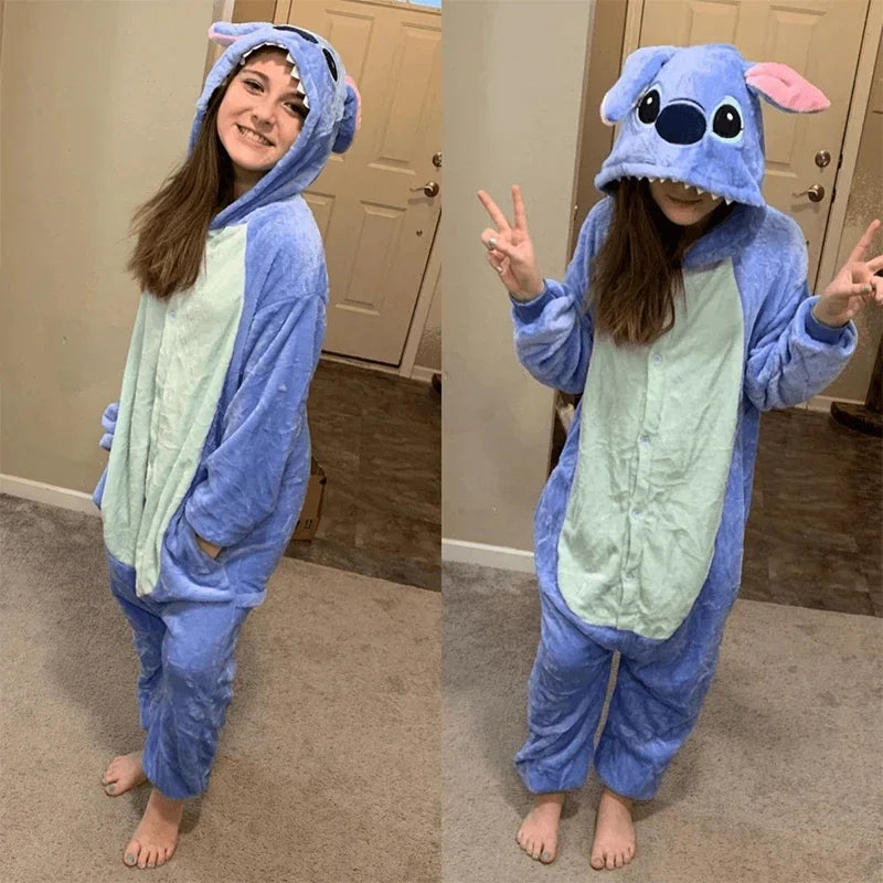 Kids Stitch Cosplay Costumes Jumpsuit  Clothes Stitch Child Hooded Loungewear