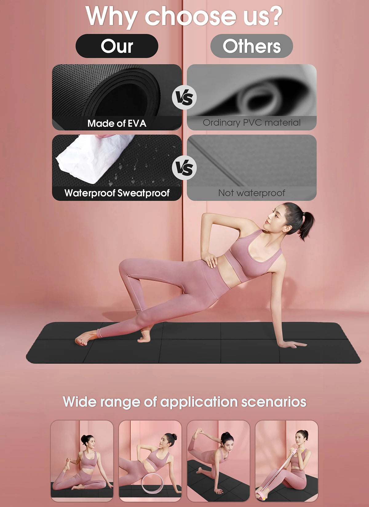 Waterproof EVA comfortable thick foam pilates mat